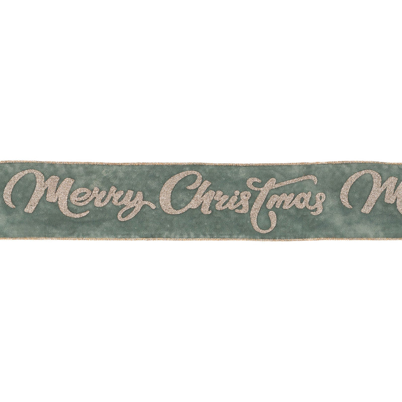 Melrose Glittered Merry Christmas Wired Ribbon 4" x 5 Yds.