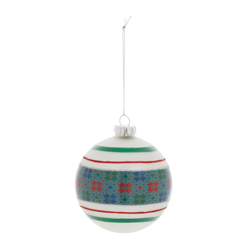 Melrose Stripe Patterened Glass Ball Ornament (Set of 6)