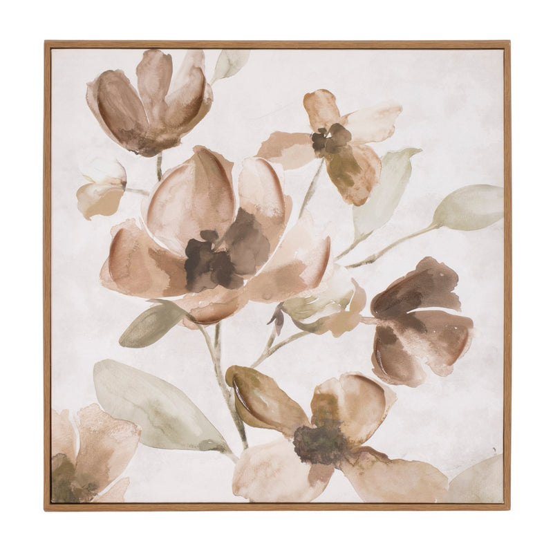 Melrose Wood Floral Block Plaque Wall Decor, Wood, Plastic