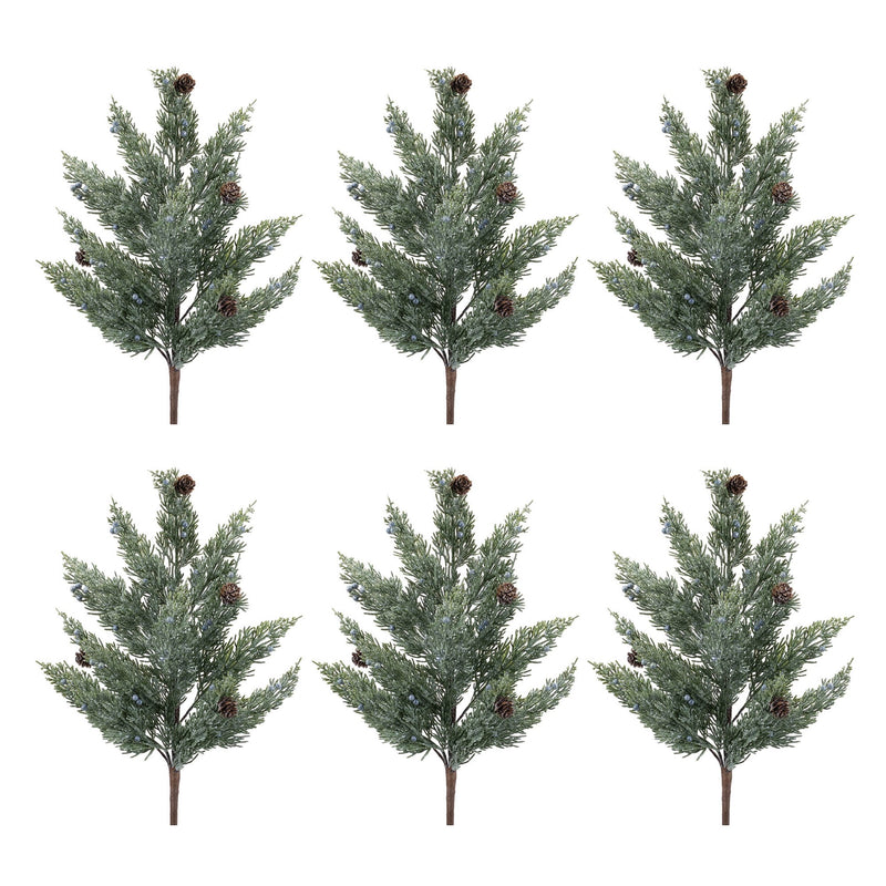 Melrose Glittered Juniper Spray (Set of 6)