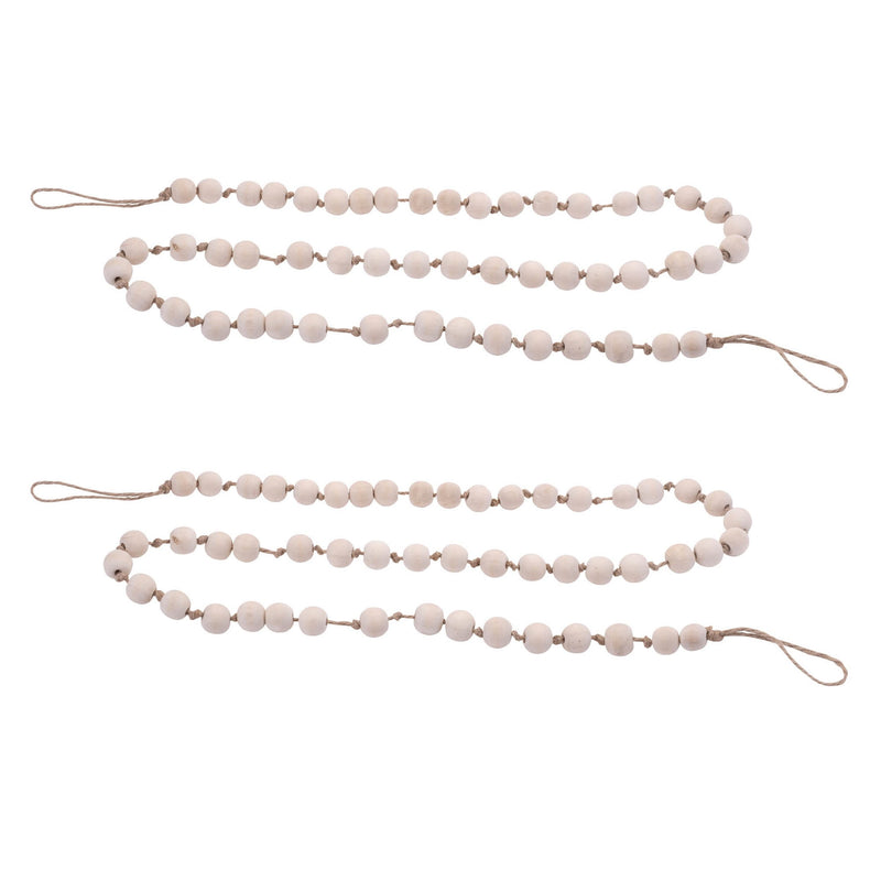 Melrose Wood Beaded String Garland (Set of 2)