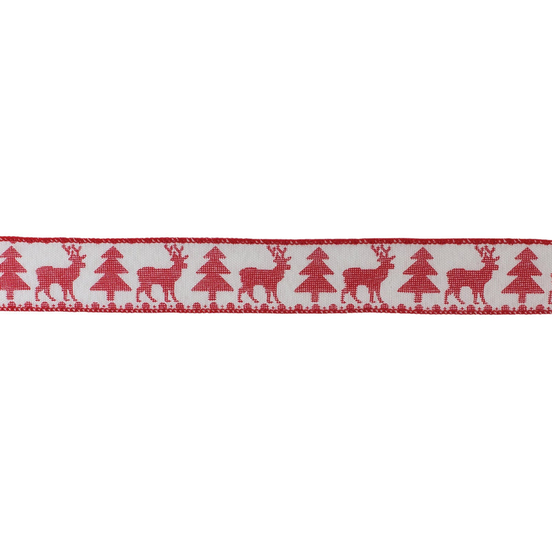 Melrose Tree and Deer Holiday Ribbon (Set of 2)