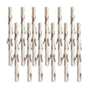 Melrose Rustic Birch Log Bundle with Snowy Accents (Set of 12)
