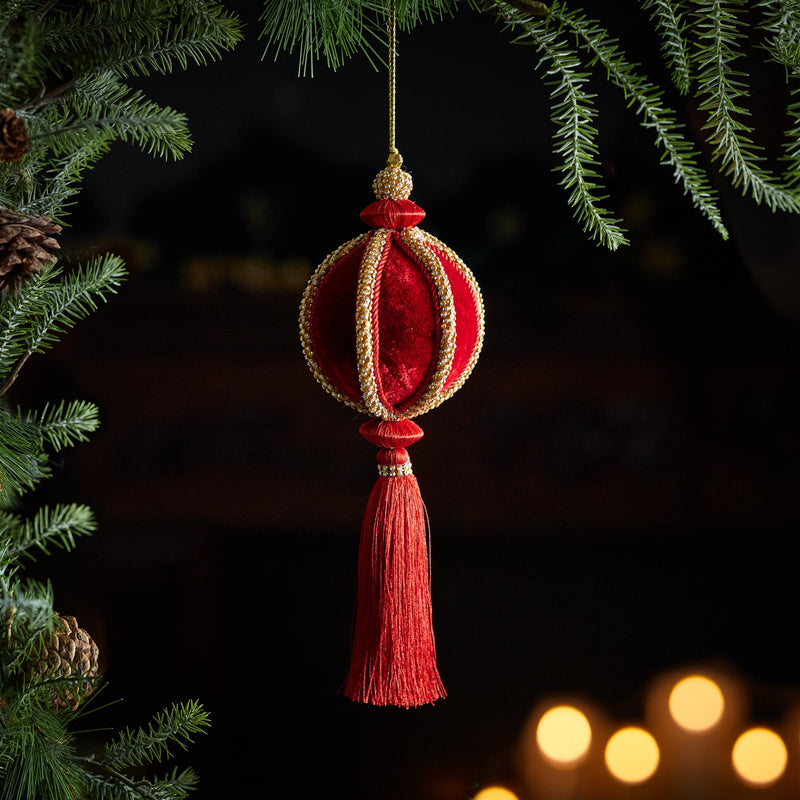Melrose Tasseled Ball Ornaments – Set of 4