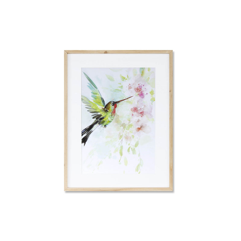 Melrose Framed Hummingbird Print Wall Decor, Wood