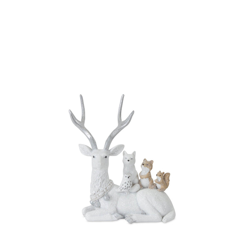 Melrose Winter Deer with Woodland Friends Figurine (Set of 2)