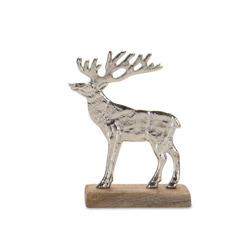 Melrose Metal Deer Silhouette with Wood Base (Set of 2)