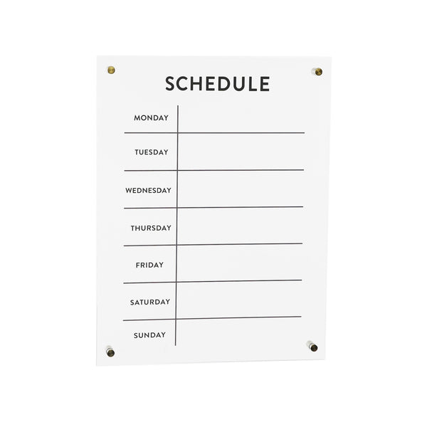 Melrose Acrylic Dry Erase Weekly Calender 19"H Wall Decor, Modern, Acrylic