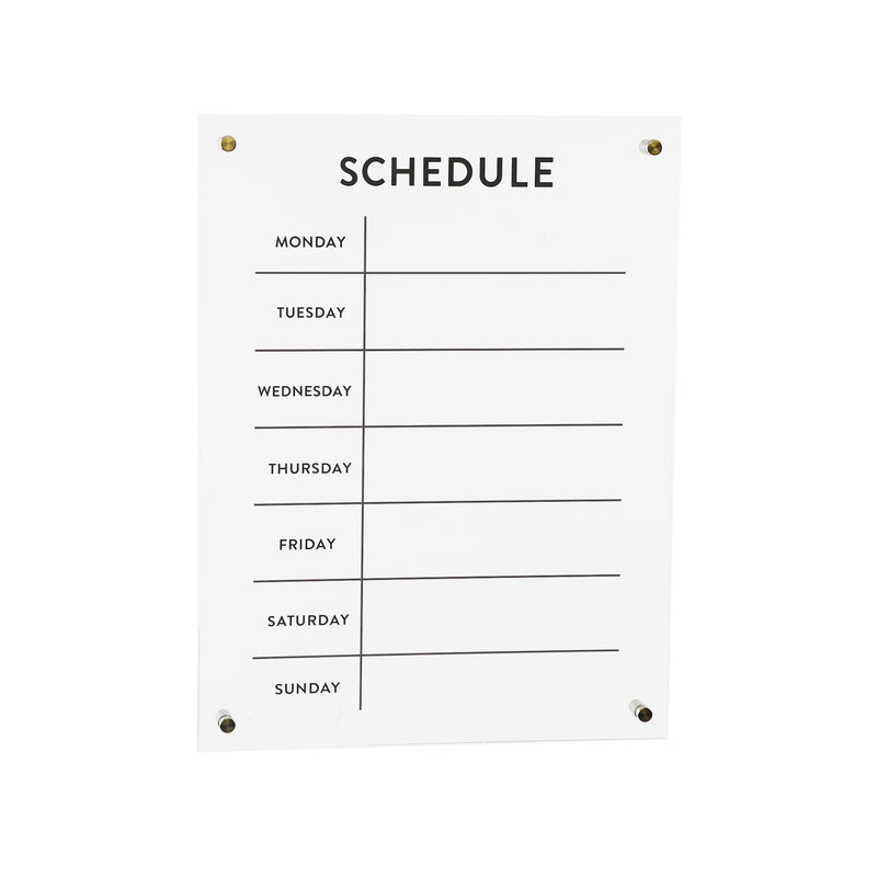 Melrose Acrylic Dry Erase Weekly Calender 19"H Wall Decor, Modern, Acrylic