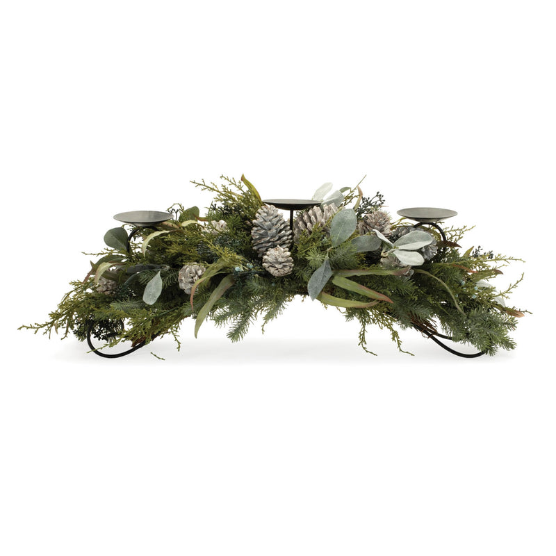 Melrose Mixed Pine Candle Holder Centerpiece 32"L