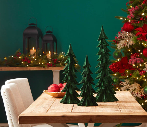 Melrose Velvet Pine Tree (Set of 3)