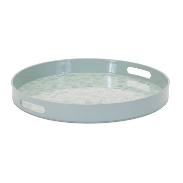 Melrose Round Mushroom and Floral Print Tray 13.5"D