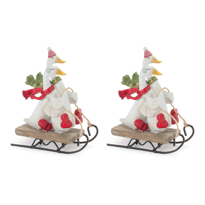 Melrose Sledding Holiday Goose Figurine (Set of 4)