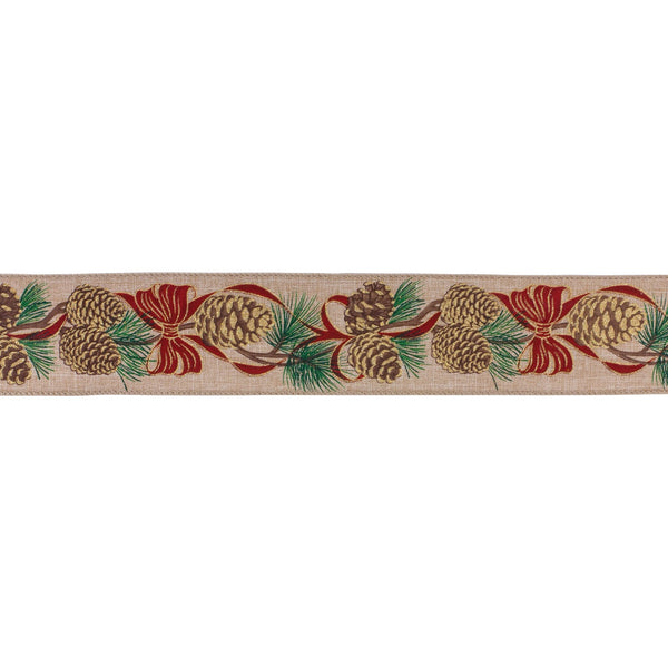 Melrose Pinecone Wired Ribbon (Set of 2)