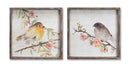 Melrose Wood Framed Watercolor Bird Plaque Wall Decor, Rustic, Wood