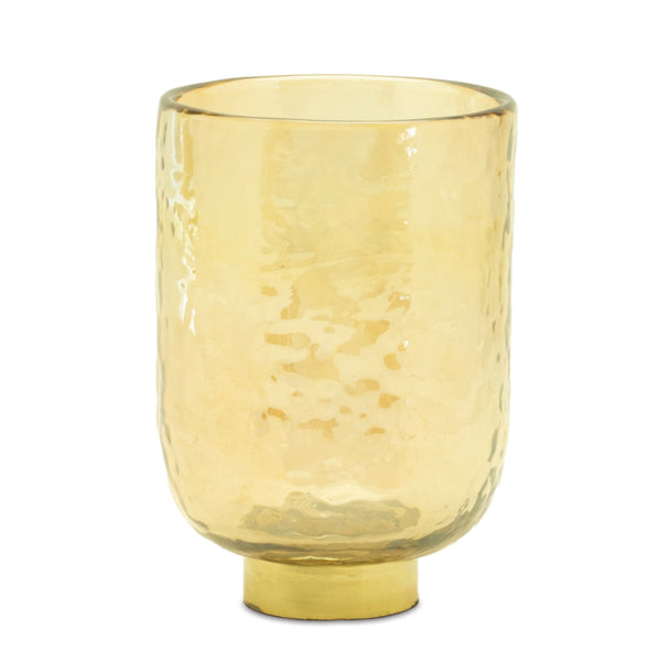 Melrose Gold Glass Vase with Metal Accent (Set of 2)