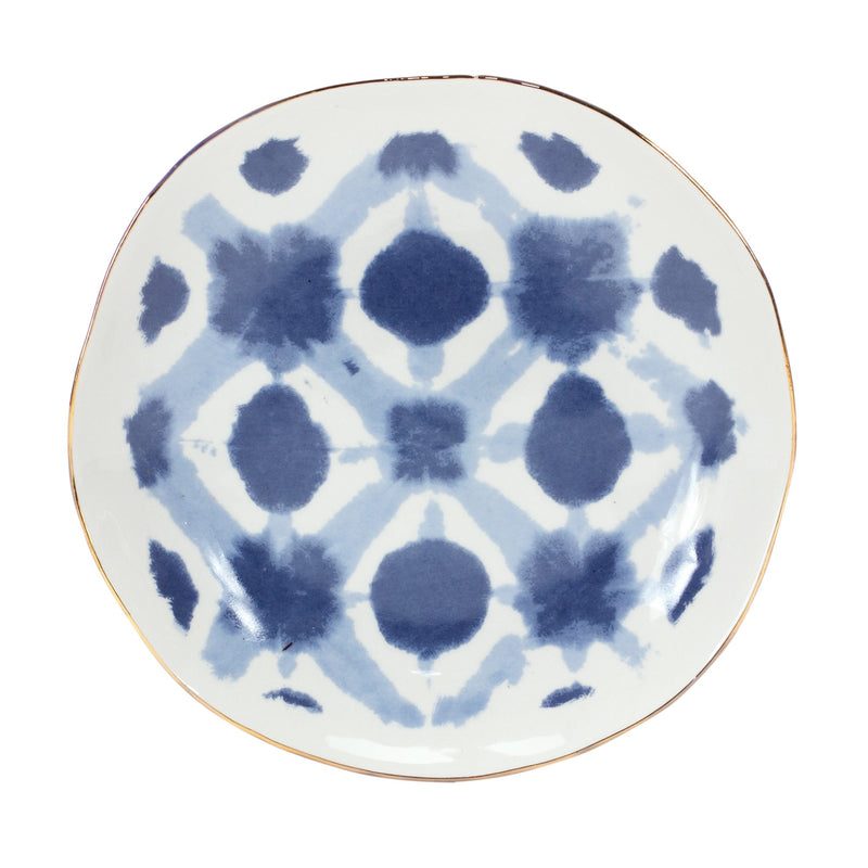 Melrose Coastal Tie-Dye Design Ceramic Plate (Set of 4)