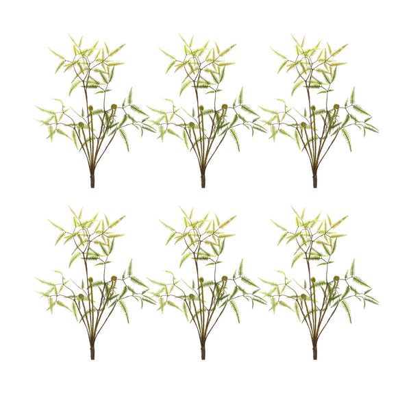 Melrose Mini Fern Foliage Bush with Sprout Accent (Set of 6)