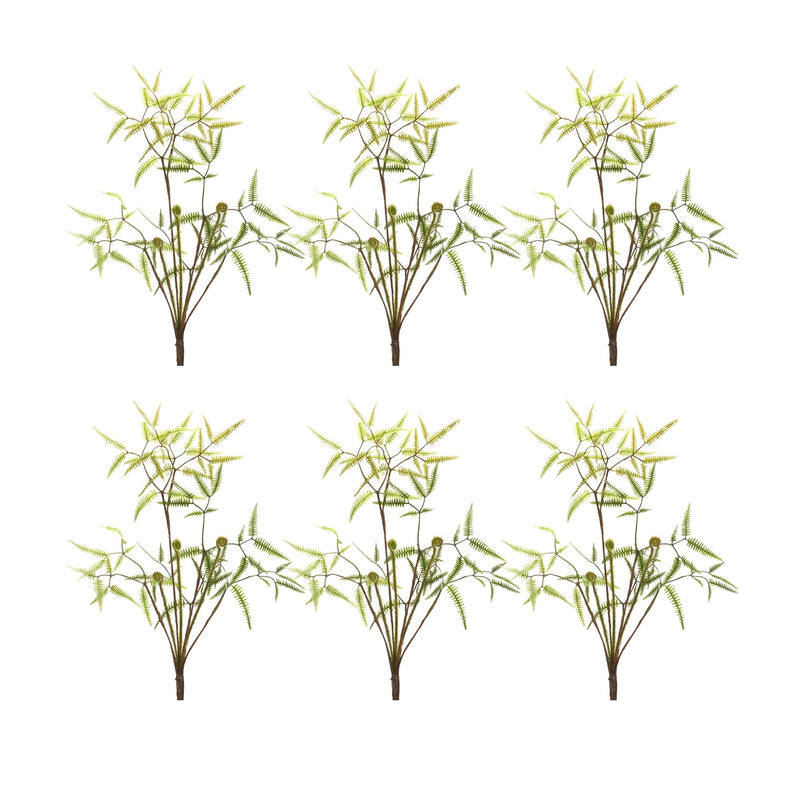 Melrose Mini Fern Foliage Bush with Sprout Accent (Set of 6)