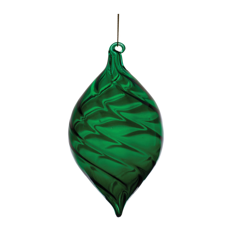 Melrose Emerald Green Swirl Glass Ornament (Set of 6)