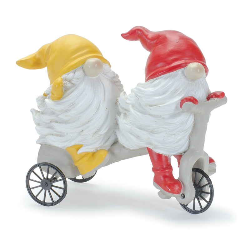 Melrose Whimsical Garden Gnome Figurine Riding a Scooter and Wheelbarrow (Set of