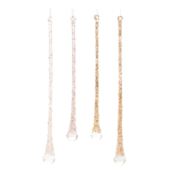 Melrose Glitter Drop Ornaments – Set of 24