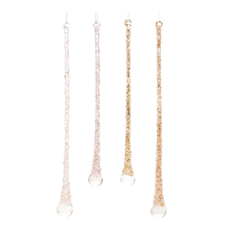 Melrose Glitter Drop Ornaments – Set of 24