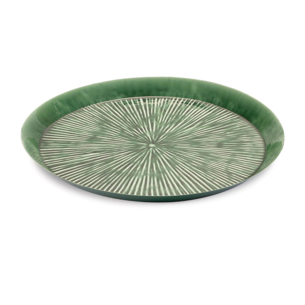 Melrose Round Etched Metal Tray 13.5"D