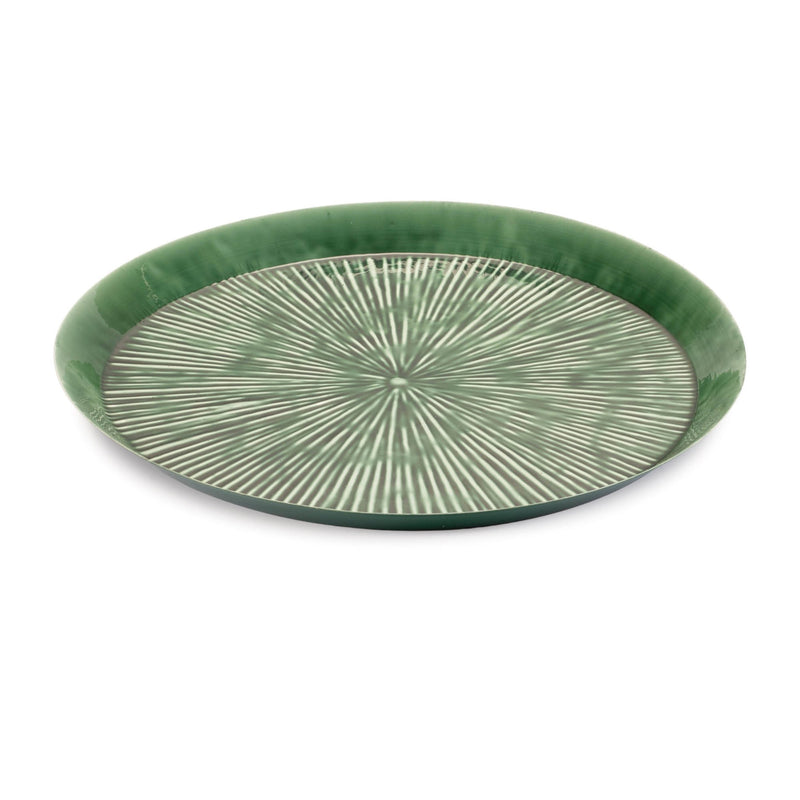 Melrose Round Etched Metal Tray 13.5"D