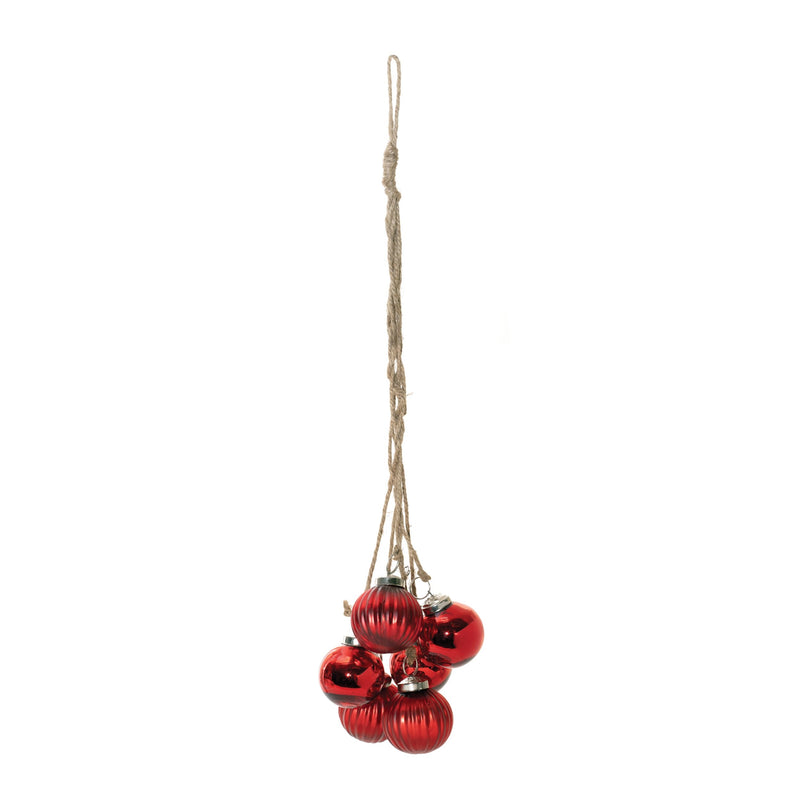 Melrose Red Glass Ball Cluster Drop Ornament (Set of 2)
