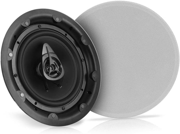 Pyle PWRC83 Dual 8" In-Wall Ceiling Speaker Pair – 2-Way Stereo – White