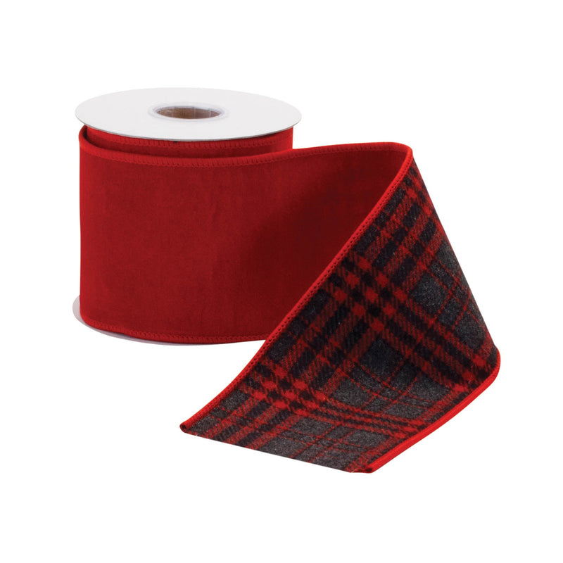 Melrose Red Nylon and Wool Wired Ribbon