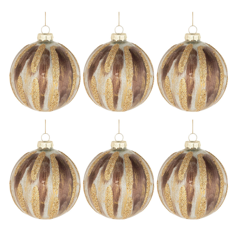 Melrose Glitter Painted Glass Ball Ornament (Set of 6)
