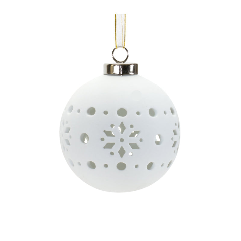Melrose Porcelain Cut Out Ball Ornament with Nordic Design (Set of 6)