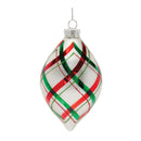 Plaid Glittered Glass Ornament (Set of 6)