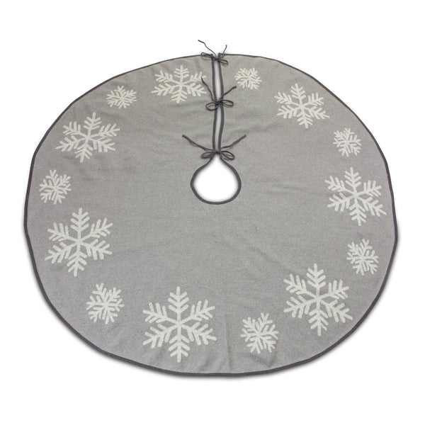 Melrose Grey Woven Snowflake Tree Skirt 48"D
