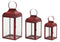 Melrose Modern Red Metal Lantern (Set of 3) Red  Clear Decorative Candle