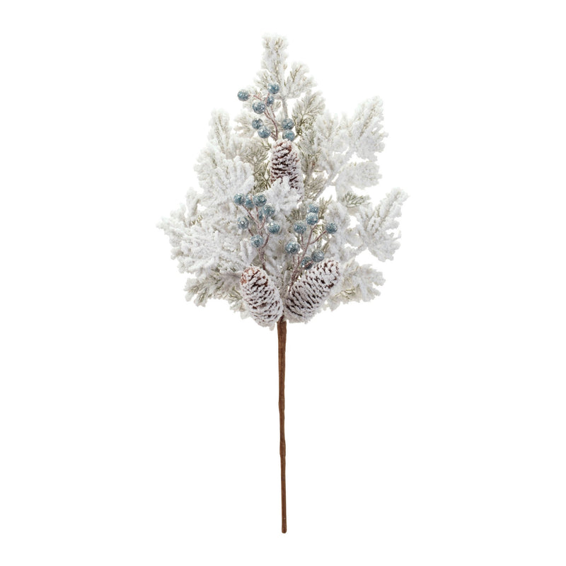 Melrose Flocked Pine Berry Spray (Set of 2)