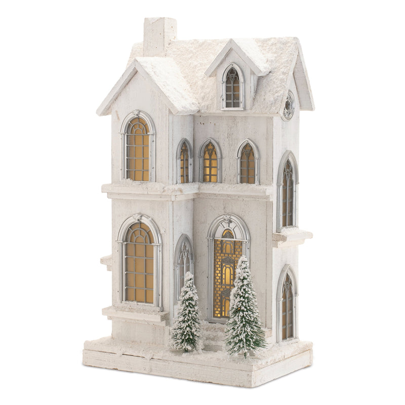 Melrose LED Flocked Wooden House 21.5"H