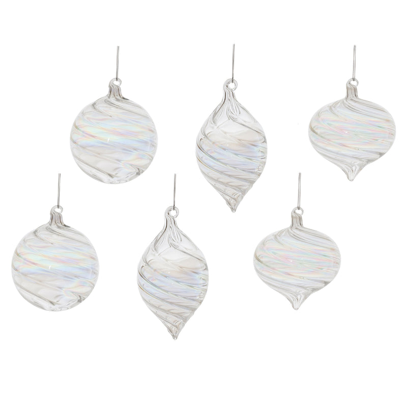 Melrose Iridescent Swirl Glass Ornament (Set of 6)