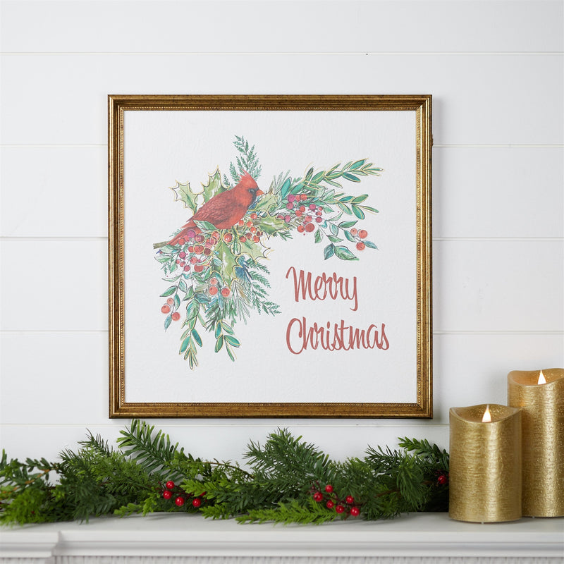 Melrose Framed Merry Christmas Cardinal Print 16"SQ