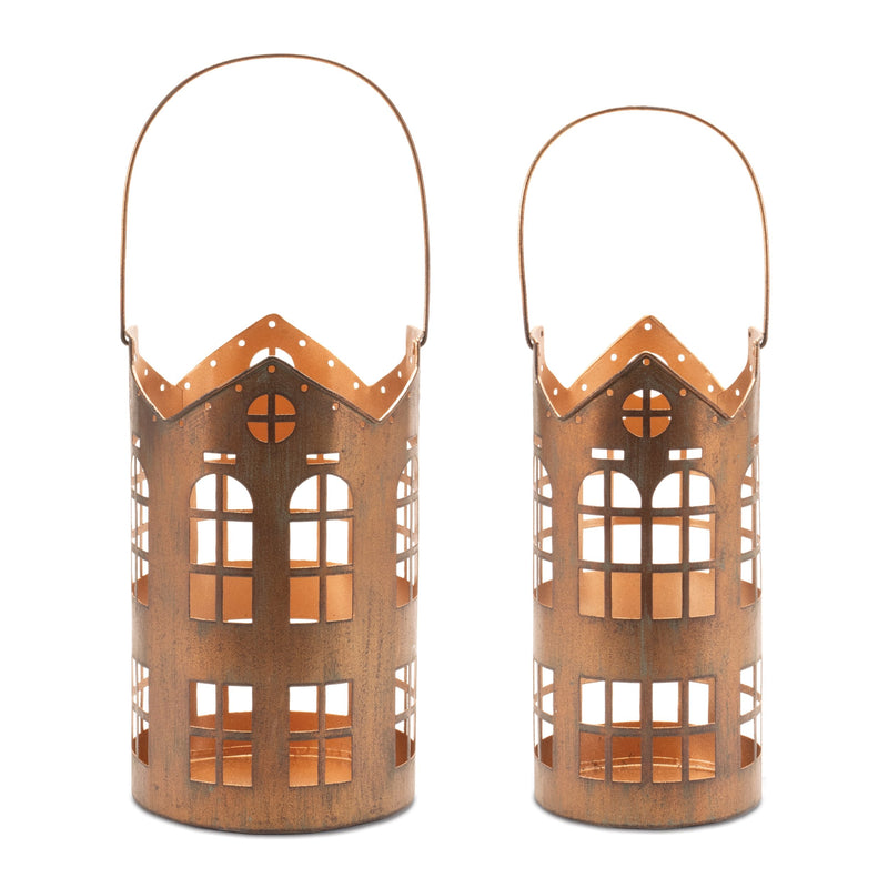 Melrose Punched Metal House Lantern (Set of 2)