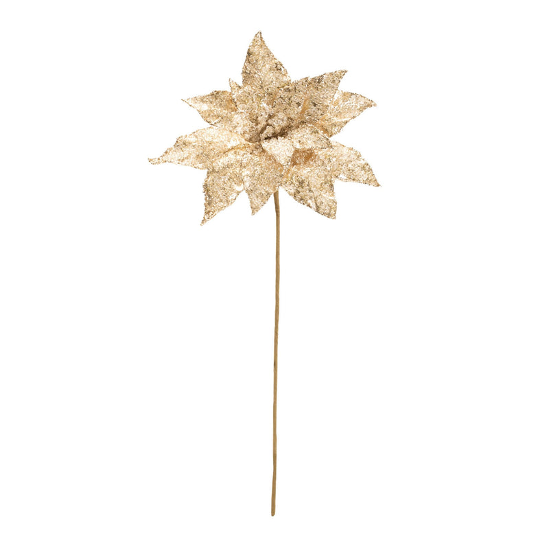 Melrose Beaded Poinsettia Flower Stem (Set of 6)