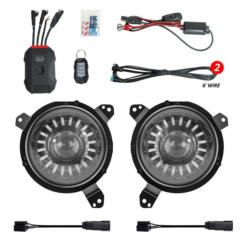 XKGlow 7" XKmax App Control RGBW Jeep Headlight Kit - MX-7IN-JP-KIT-JL