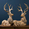Melrose Holiday Deer Figurine with Lighted Wreath and Gold Finish (Set of 2)