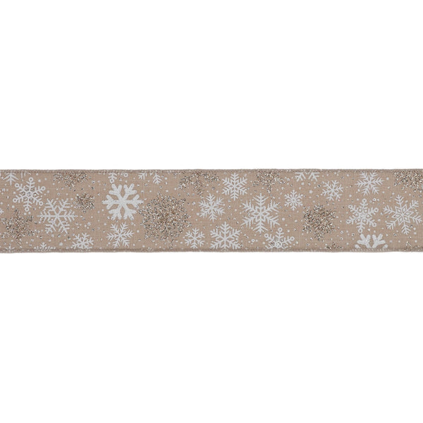 Melrose Snowflake Print Wired Ribbon 2.5" x 10 Yds.