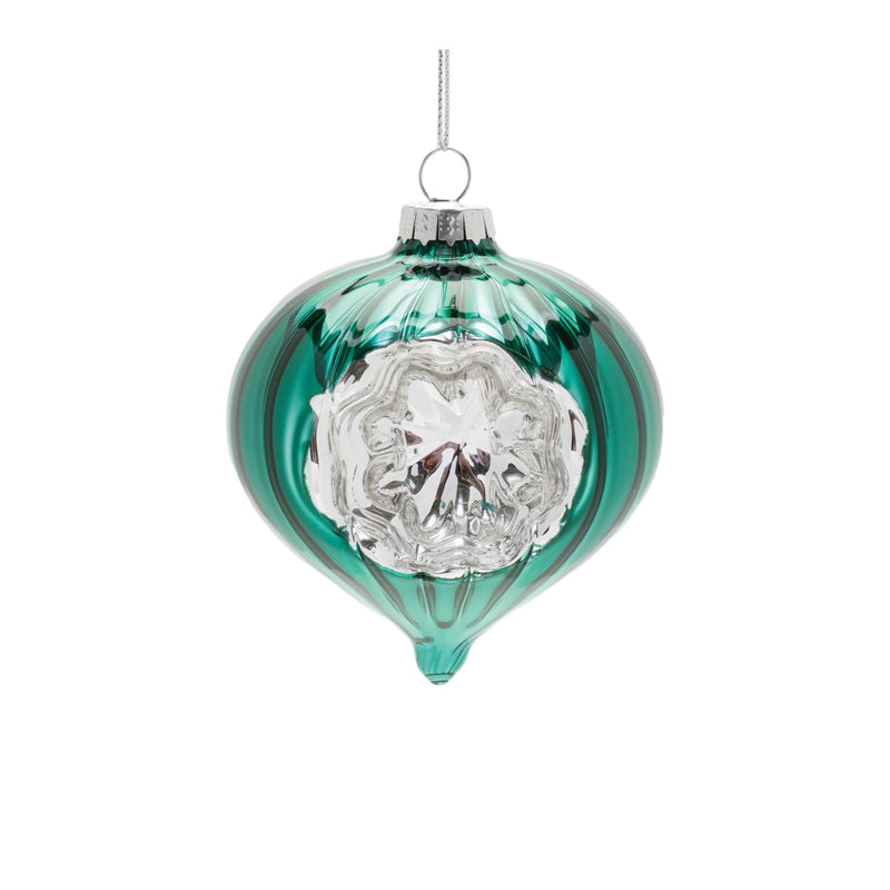 Melrose Green Glass Reflector Ornaments – Set of 12