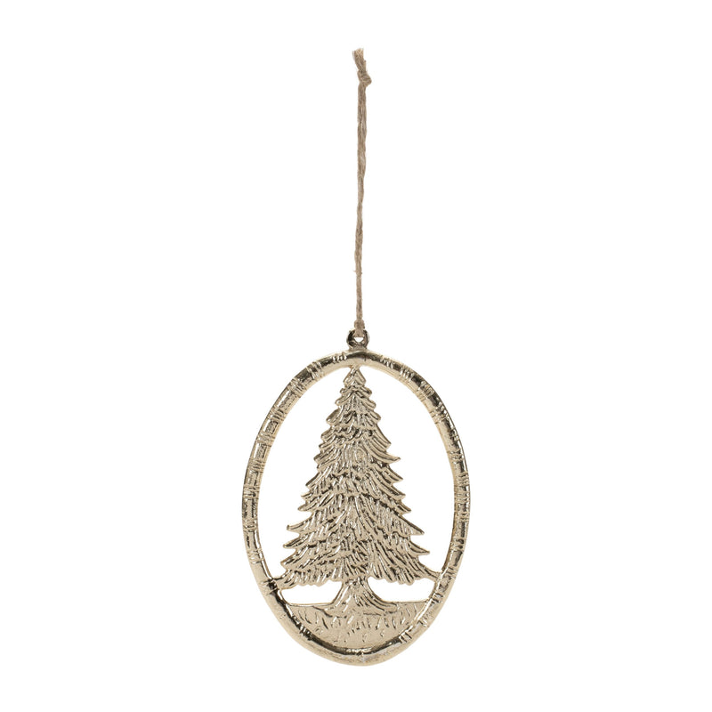 Melrose Etched Metal Pine Tree Ornament (Set of 12)