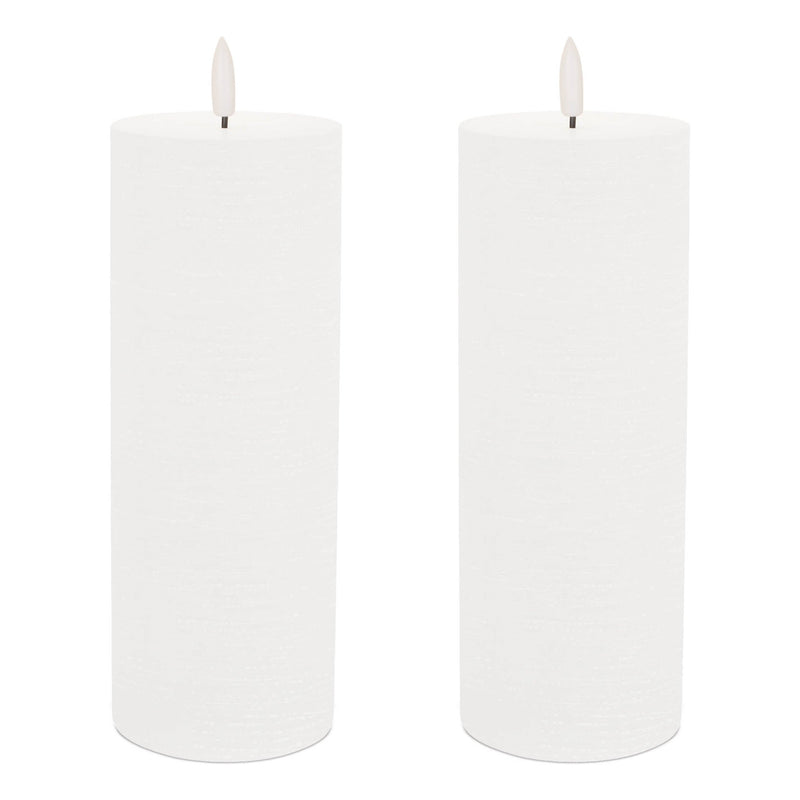 Melrose FIA Wick White Pillar Candle (Set of 2)