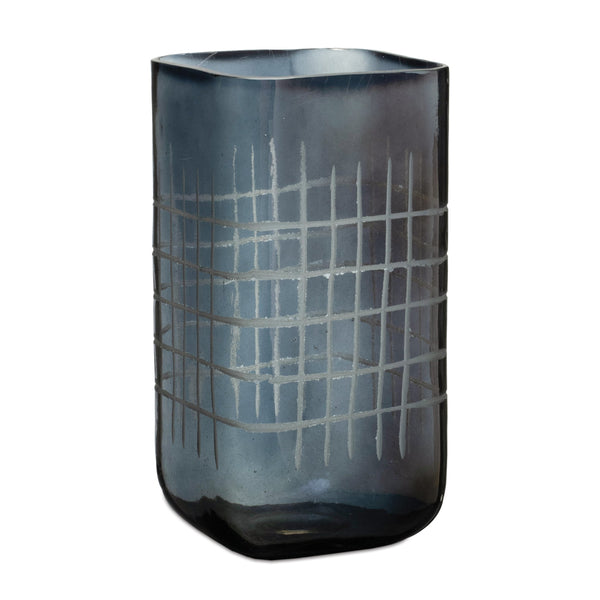 Melrose Etched Glass Candle Holder Vase 9"H
